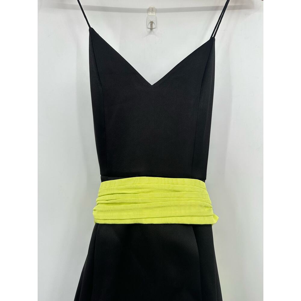 ALICE + OLIVIA Joss Gown Black with Citron Bow Hi-Lo Hemline Size 4 NWT - Picture 7 of 10